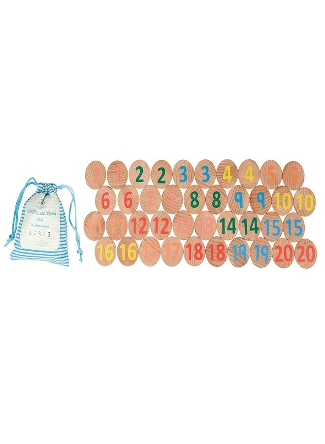 THE FRECKLED FROG Matching Pairs - Numbers - Set of 40 - Ages 2+ - Wooden Memory Game for Preschoolers and Elementary Aged Kids - Match Numbers 1-20 - Teach Numbers and Counting -FF3005 - Image 1